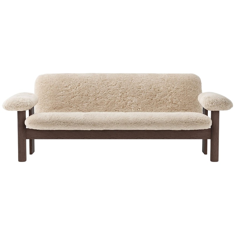 Brasilia 2-Sitzer-Sofa, Dunkel Gebeizte Eiche / Sheepskin Nature