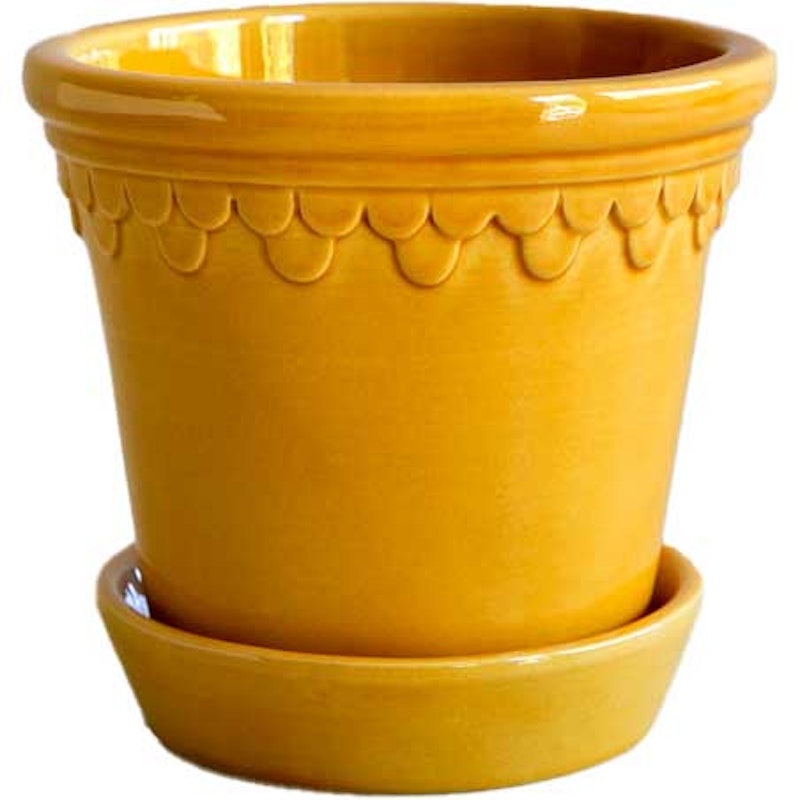 Copenhagen Pot With Saucer 12 cm, Amber Yellow