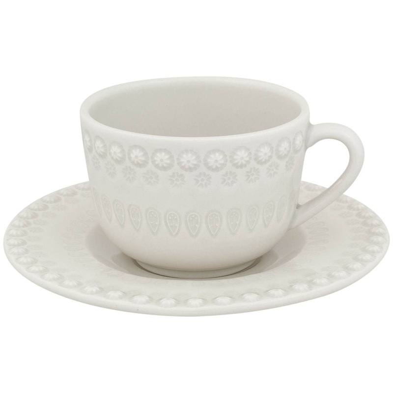 Fantasy Teacup With Saucer, Cinza