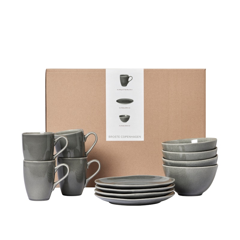 Nordic Rain Breakfast Set 12 Pieces, Grey
