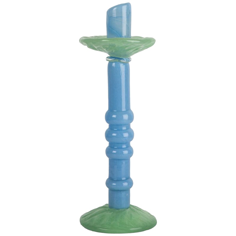 Lara Candlestick 32 cm, Blue / Minty Green