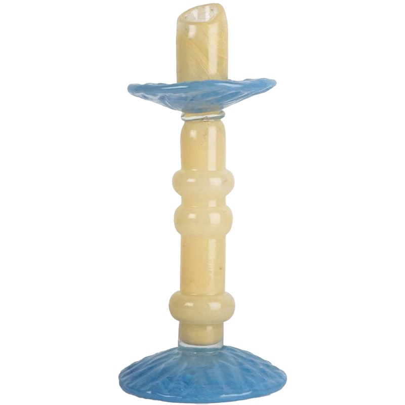 Lara Candlestick 26 cm, Light Blue / Light Beige