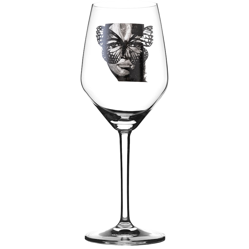 Golden Butterfly B&W Rosé Wine Glass