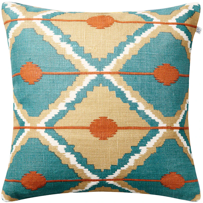 Pune Cushion Cover 50x50 cm, Apricot Orange / Khaki / Heaven Blue