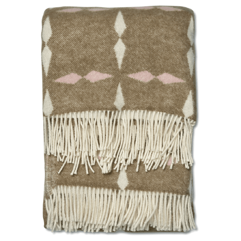 Tile Wool Plaid 130x180 cm, White / Pink / Beige