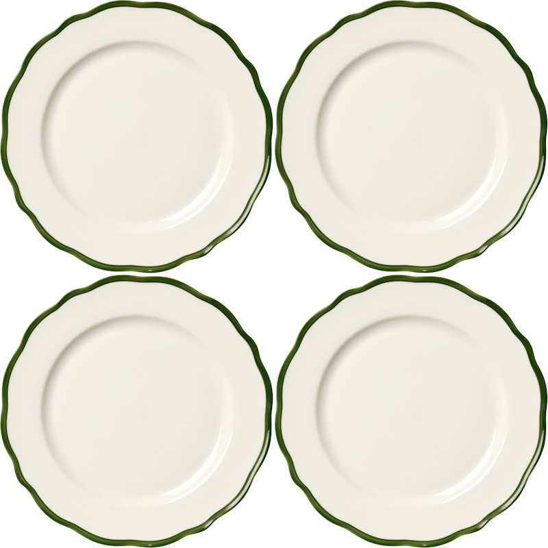 Fleur Plate 28 cm 4-pack, Dark Green