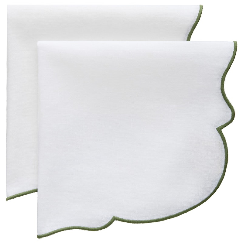 Gia Napkin 45x45 cm 2-pack, White / Green