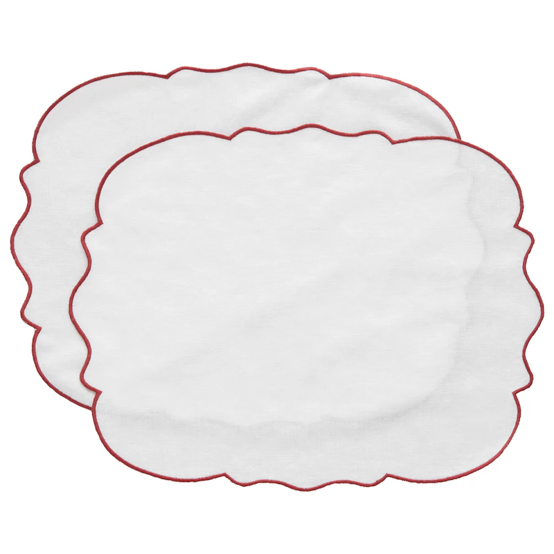 Gia Placemat 35x45 cm 2-pack, White / Burgundy
