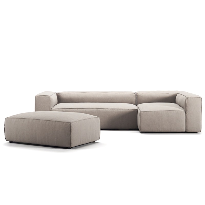 Grand 4-Sitzer-Sofa Liege Rechts offenes endstück mit Fußhocker, Sandshell Beige