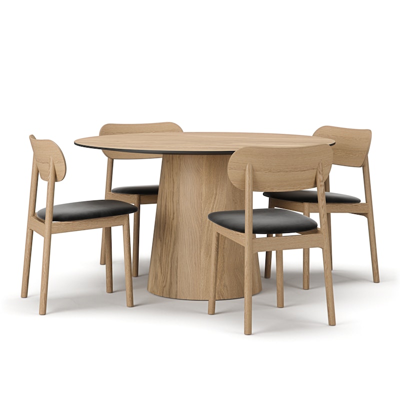 Social/Elephant Table Set, Natural Oak / Black Velvet