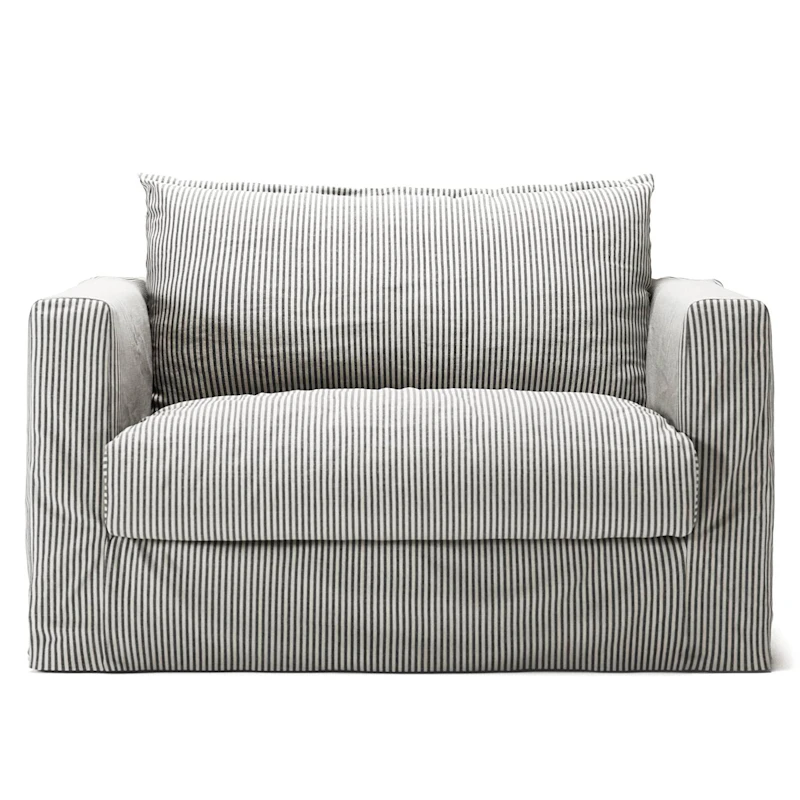 Upholstery For Le Grand Air Nou Love Seat Linen, Ash Stripe