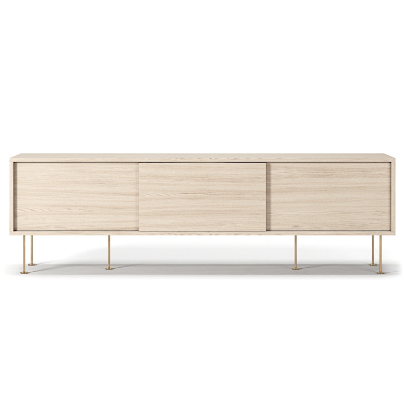 Vogue Medienbank mit Beinen 180 cm, White Pigmented Oak / Messing