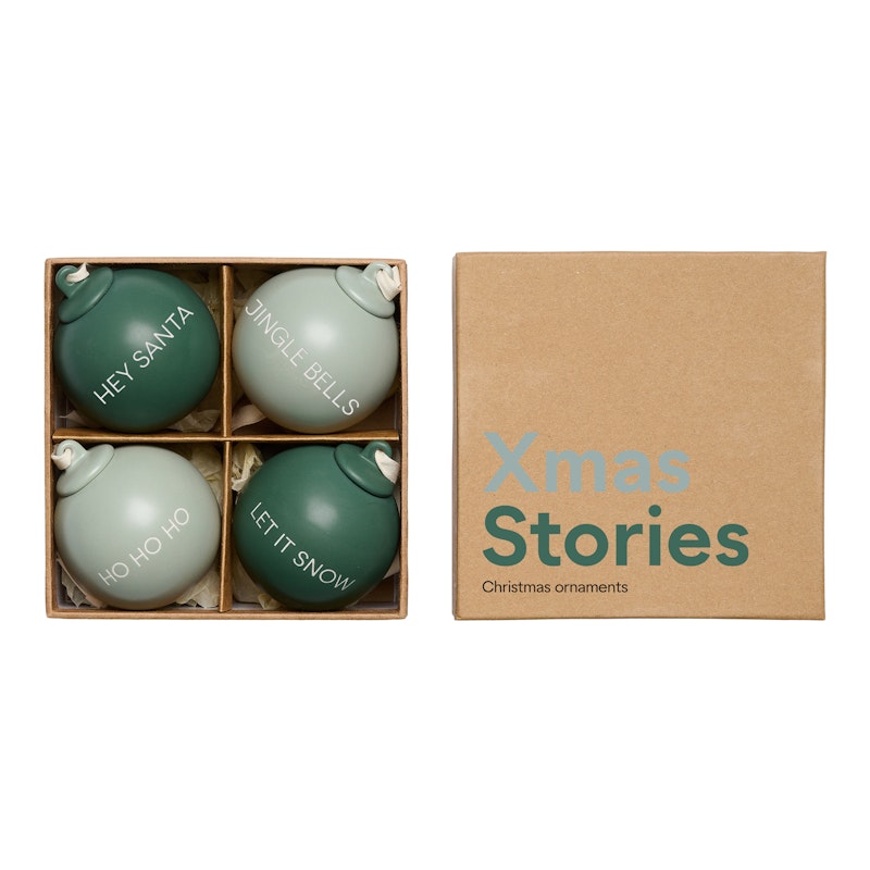 Xmas Stories Weihnachtskugeln 6 cm 4-er Set, Grün