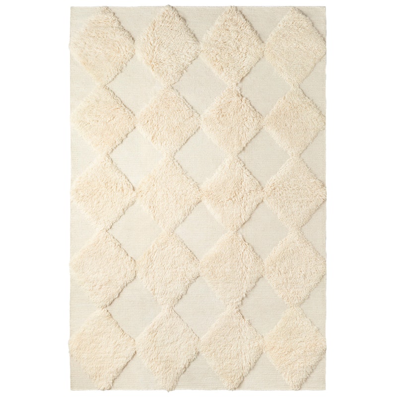 Chess Rya Wool Rug Off-white, 300x400 cm