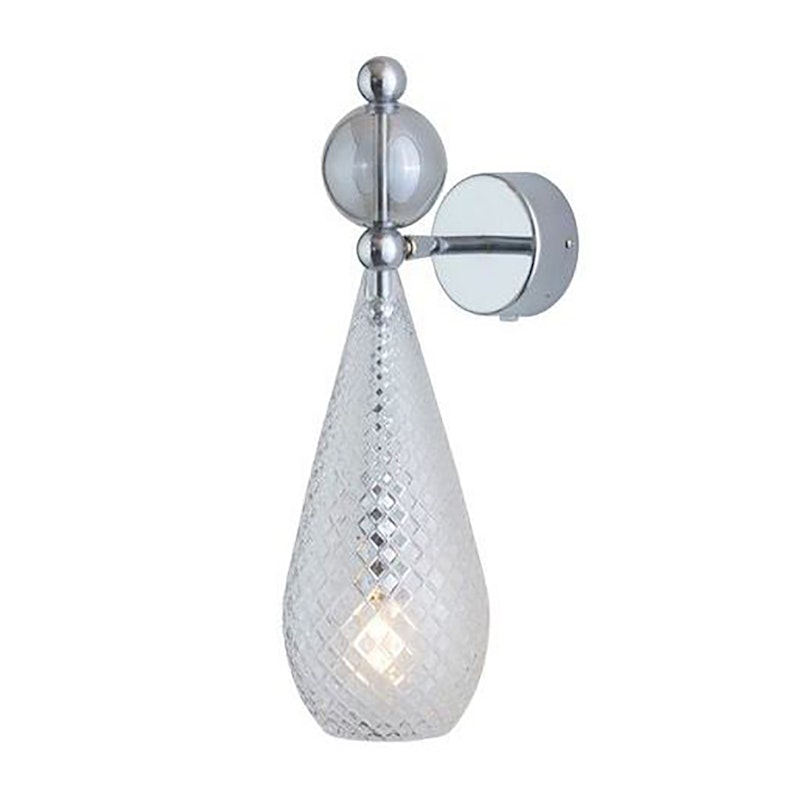 Smykke Wandleuchte, Crystal Check / Smokey Grey Ball / Shiny Silver