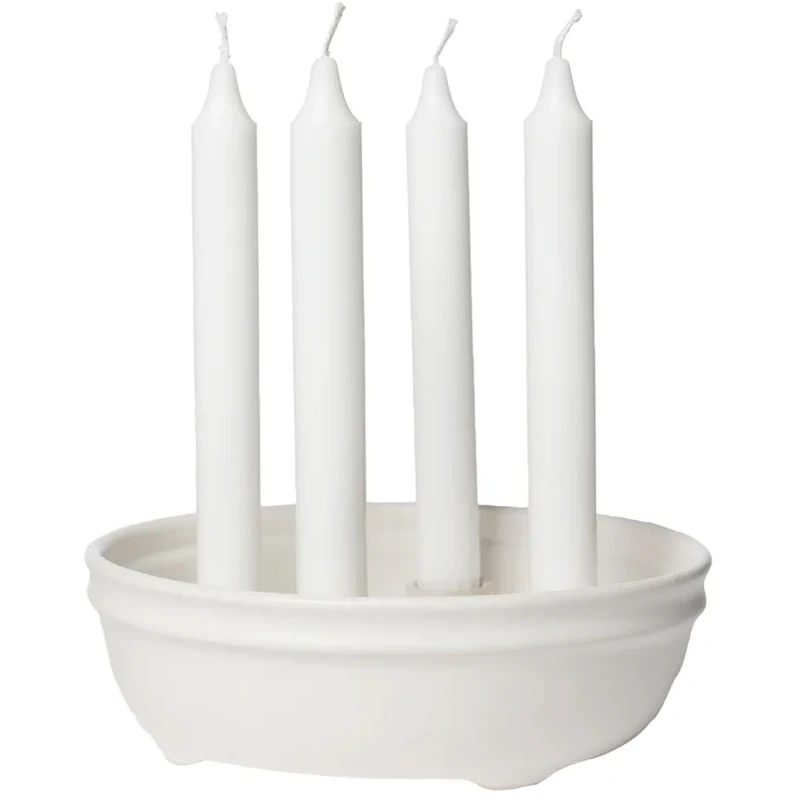 Candle Holder 6x22 cm, White Glaze