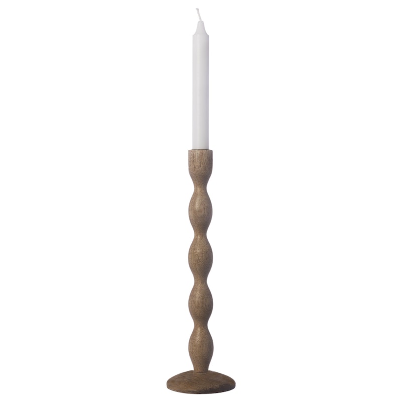 Candlestick Dark Brown Wood 31 cm, Natural