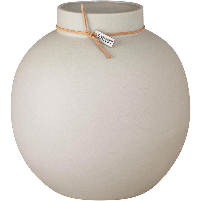 Vase Steingut Rund Ø21 H22, Beige