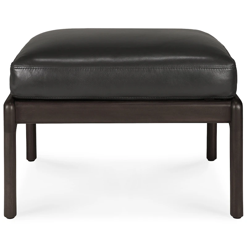 Jack Footstool, Mahogany / Black Leather