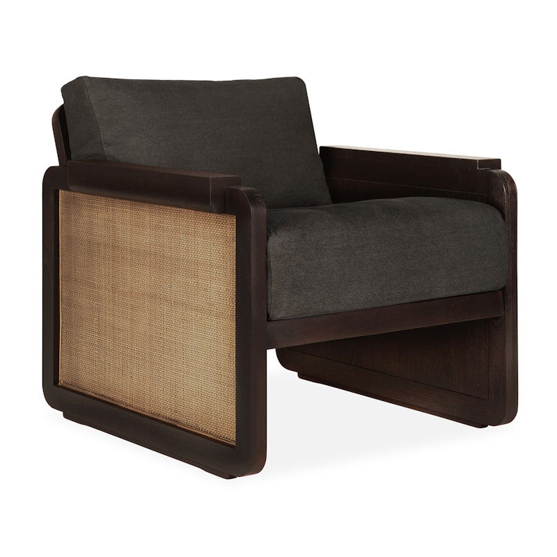 Panel Armchair, Teak / Grey Linen