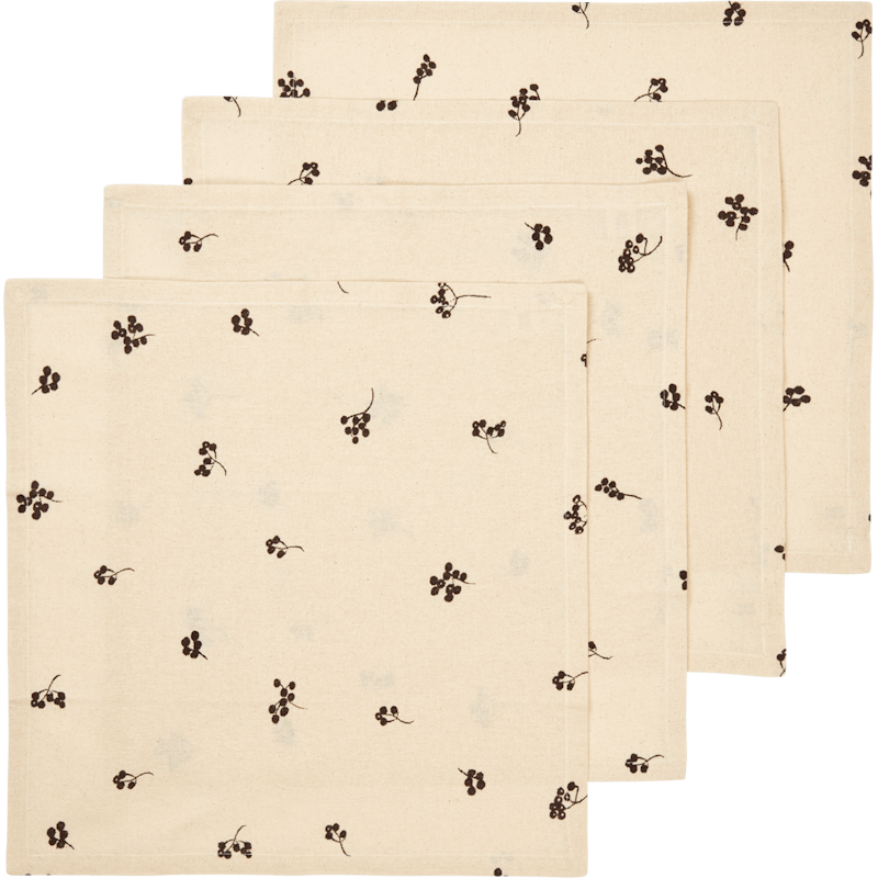 Baies Napkin 4-pack, Natural / Dark Chocolate