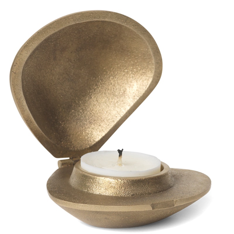 Clam Candle Holder, Brass