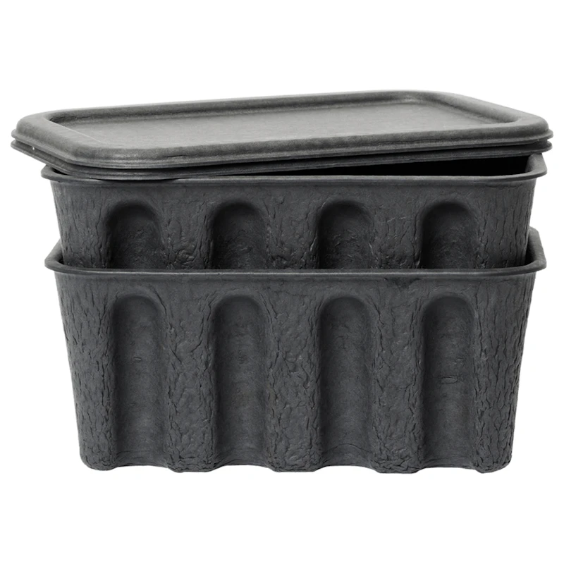 Paper Pulp Boxes 2-pack Small, Charcoal