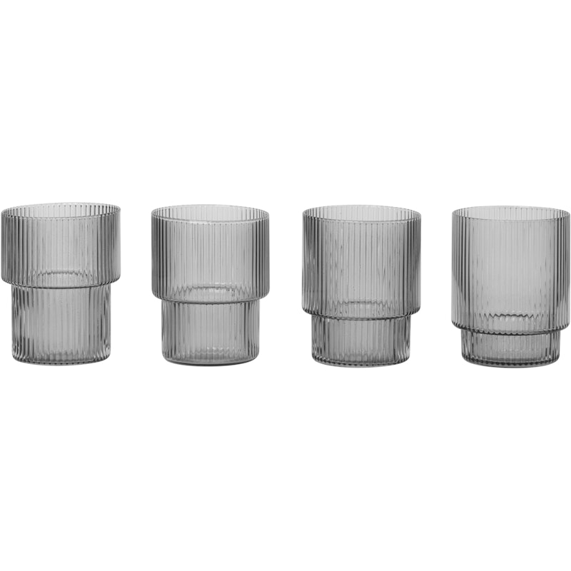 Ripple Glas 4-er Set 6 cl, Smoked Grey