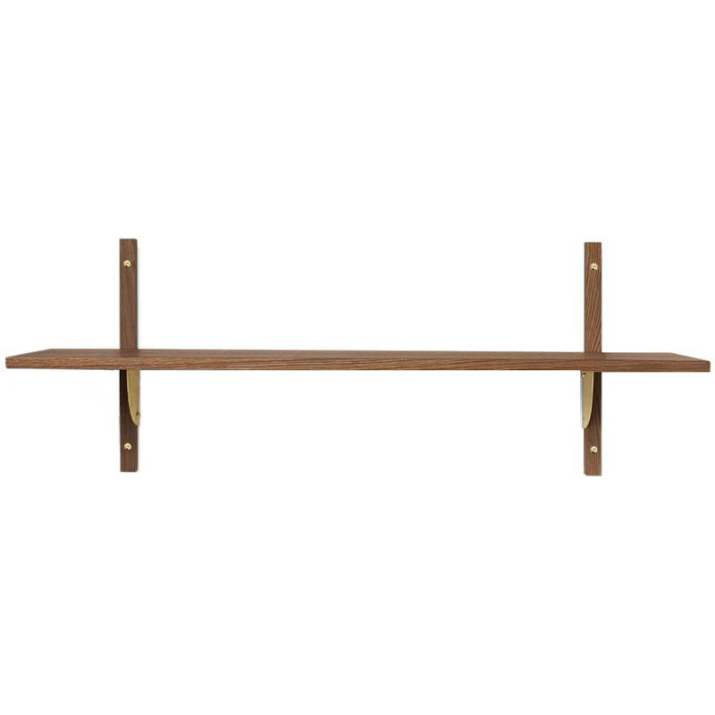 Sector Single Wide Shelf 34x87 cm, Oak/Brass