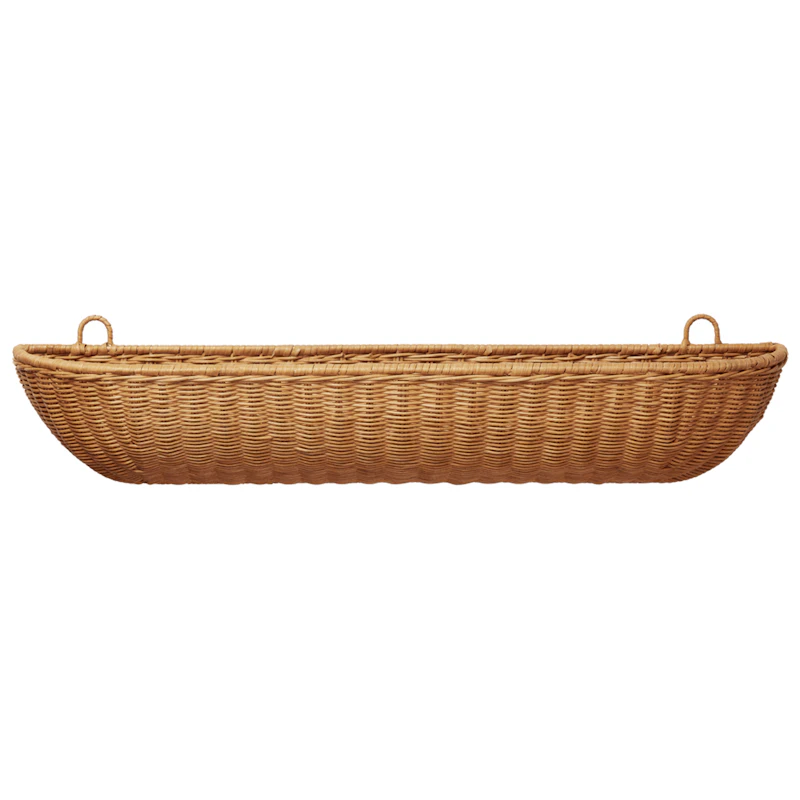 Wall Basket Braided Rattan, 14x75 cm