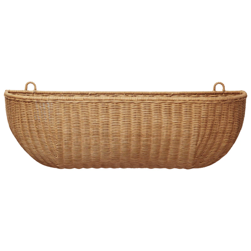 Wall Basket Braided Rattan, 25x75 cm