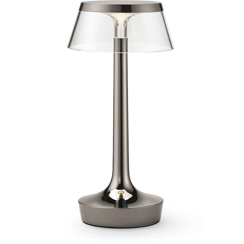 Bon Jour Unplugged Table Lamp Portable, Black Chrome