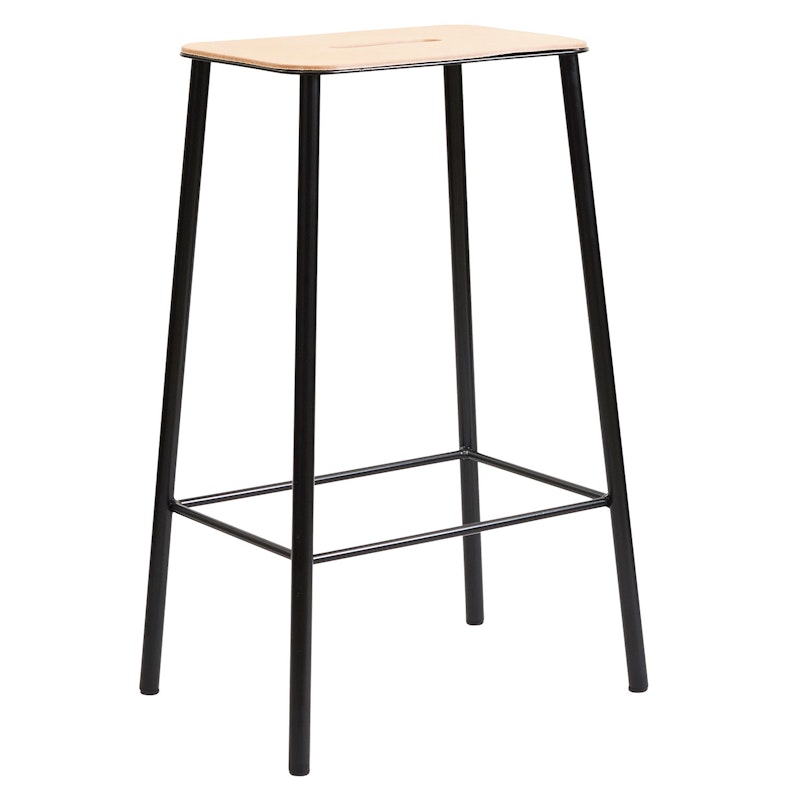 Adam Stool Hocker H65cm, Mattschwarz/Naturledersitz