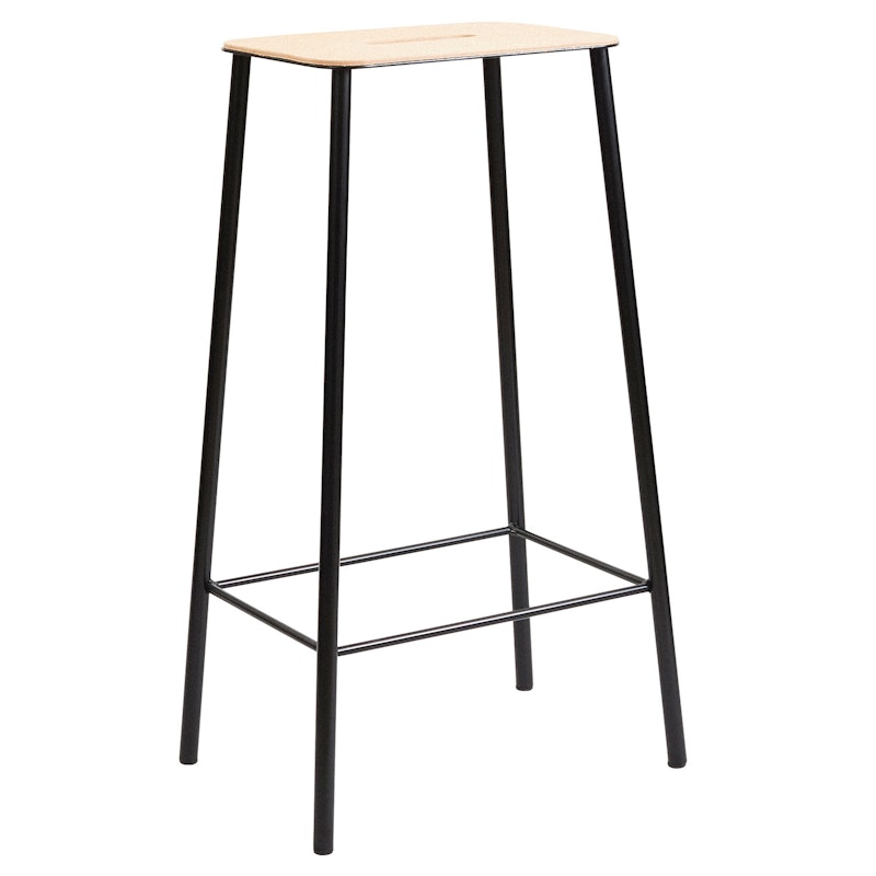 Adam Stool Hocker H76cm, Mattschwarz/Naturledersitz