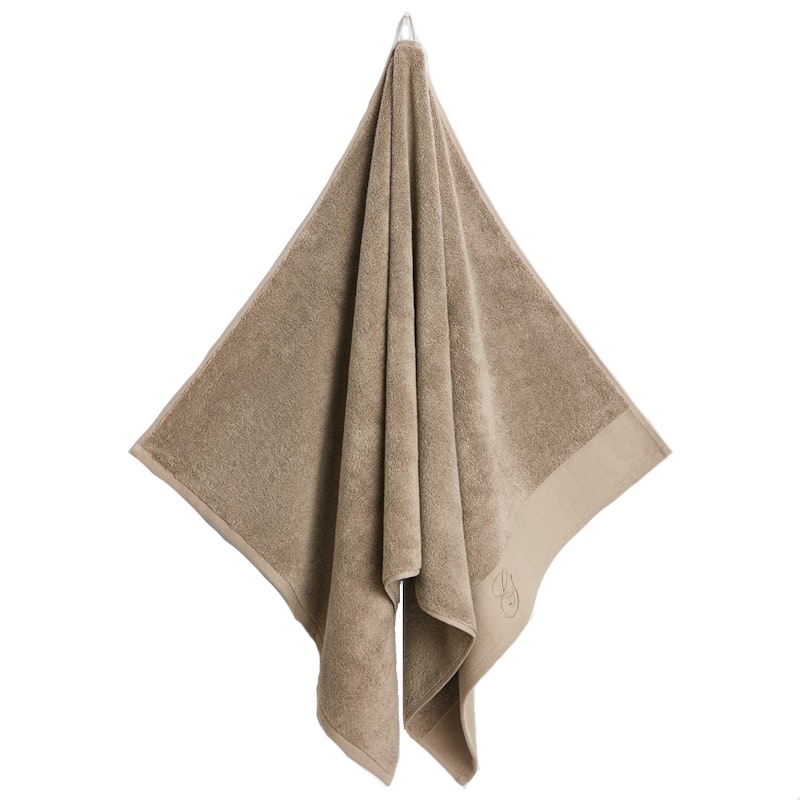 Embroidery Towel 70x140 cm, Taupe Beige