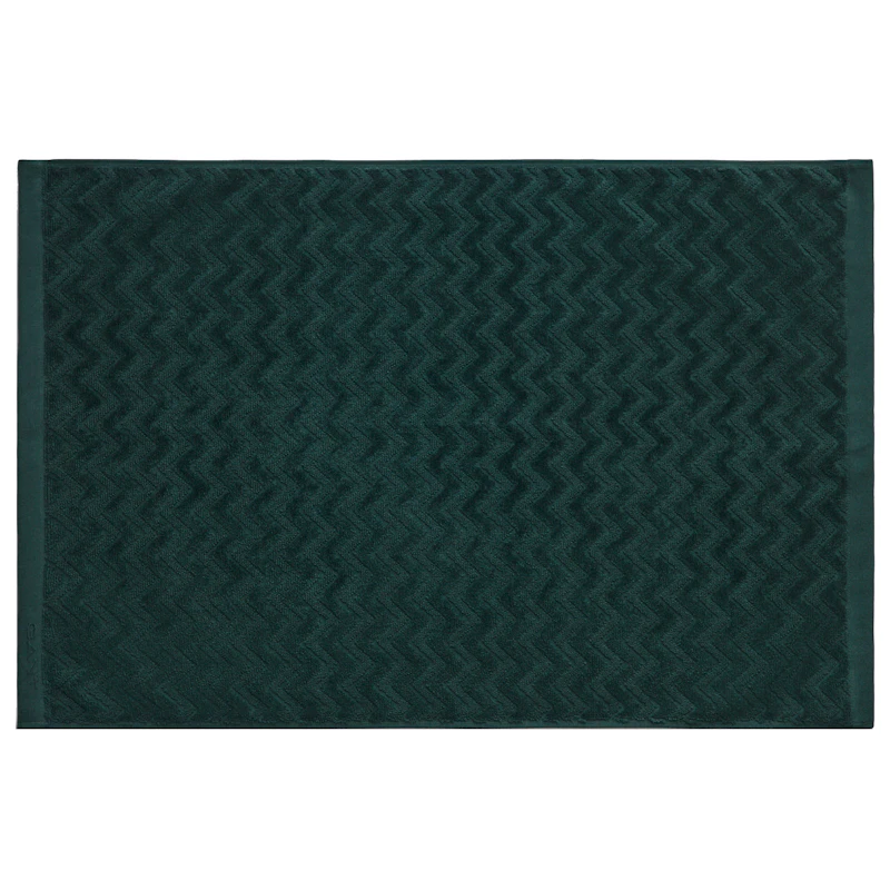 Jacquard Herringbone Bath Mat 60x90 cm, Tartan Green