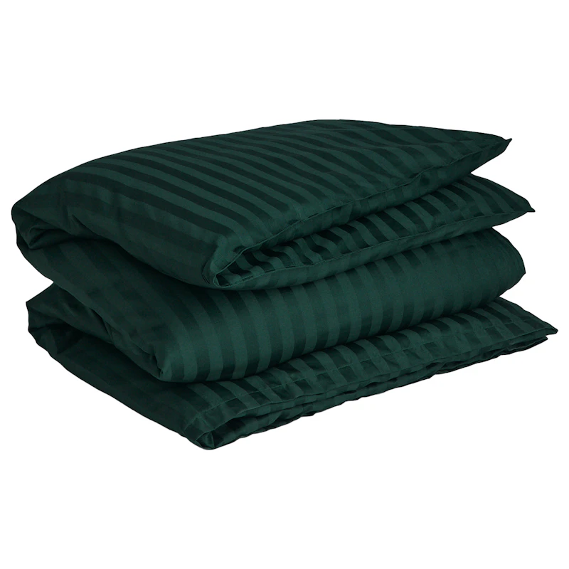Sateen Stripes Duvet Cover 150x210 cm, Tartan Green
