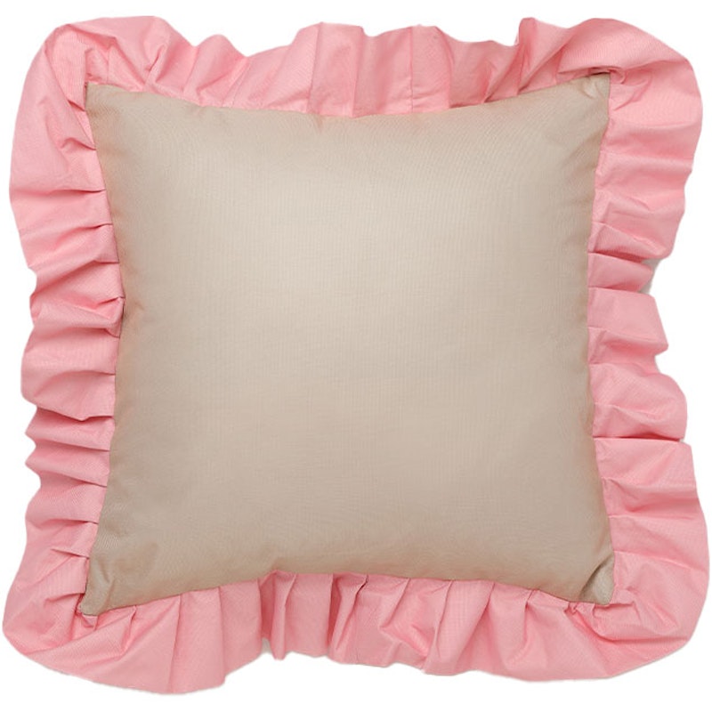 Kissen Mit Rüsche Im Freien Nutzbar 61x61 cm, Beige / Rosa