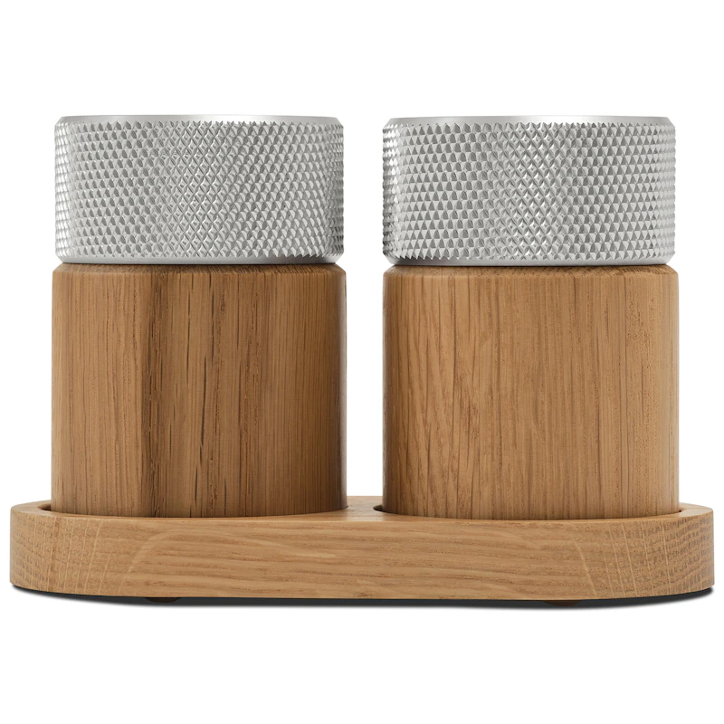 Sina Salt And Pepper Mill Set, Oak / Steel