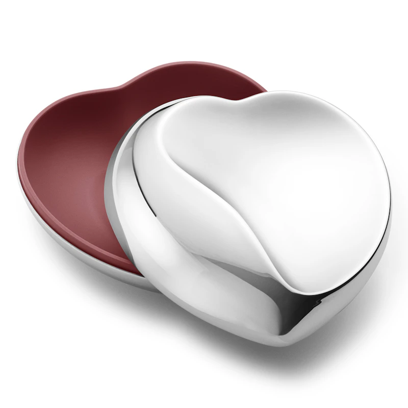 Heart Bonbonniere Jewellery Box 12 cm, Burgundy