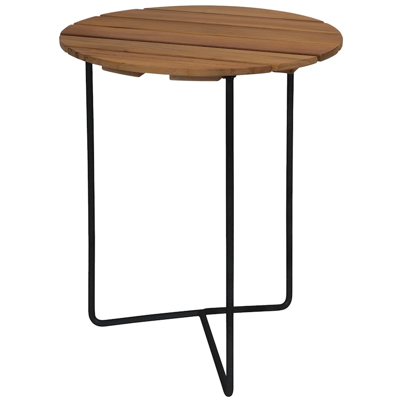 6B Tisch Ø60 cm, Unbehandeltes Teakholz / Schwarz