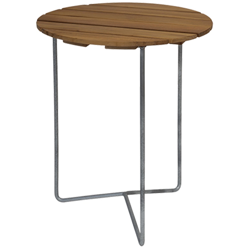 6B Table Ø60 cm, Untreated Teak / Hot Galvanized Steel