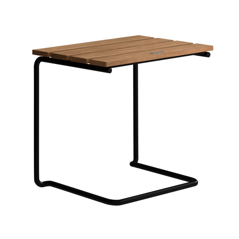 Footstool A3, Untreated Teak / Black