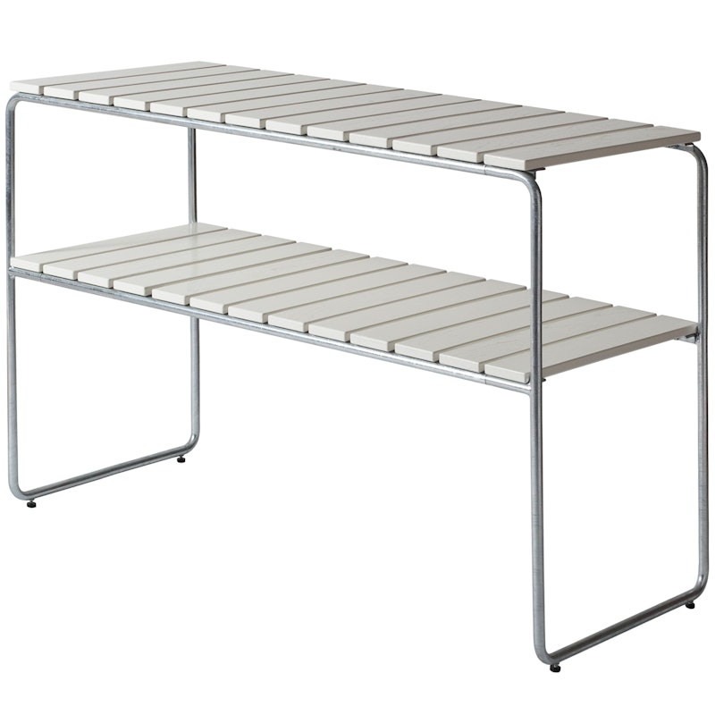 L105 Console Table, White Lacquered Oak / Hot Galvanized Steel