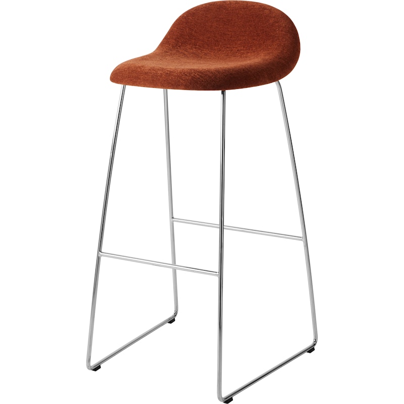 GUBI 3D Bar Stool H75, Stainless Steel / Belsuede Special Dedar 133