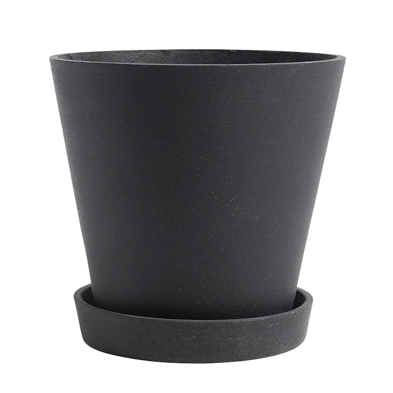 Flowerpot Topf mit Unterteller Schwarz, Ø21.5 cm XL