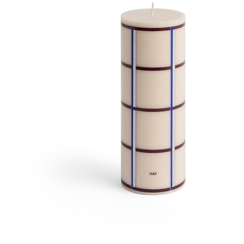 Column Pillar Candle Medium, Blue / Off-white / Silver / Bordeaux
