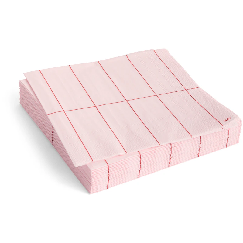 Pattern Napkins 33x33 cm, Red / Light Pink