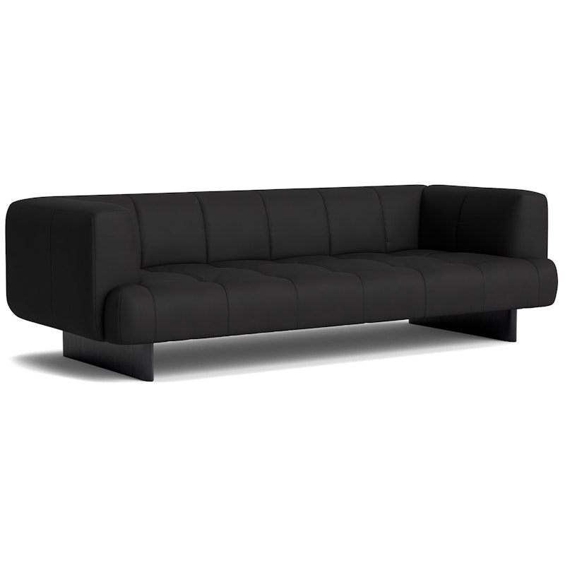 Quilton Lift 3-Sitzer-Sofa, Sense Leder Schwarz / Schwarze Eiche