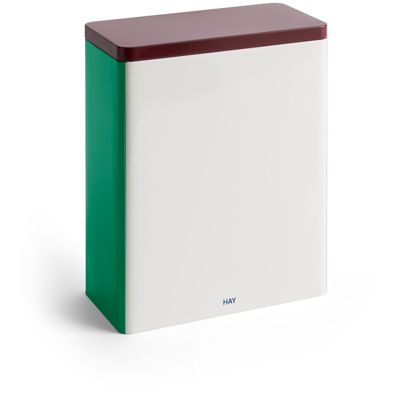Tin Container Large, Green / Off-white / Burgundy